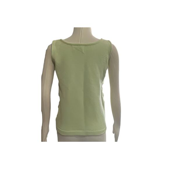 1970s Campus Casuals Light Green & White Wool Lucite Beads Shell Vest Top Size M - Picture 3 of 7